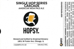 Empirical Brewery - Hopsy. Single Hop Series Cascade American India Pale Ale