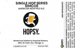 Empirical Brewery - Hopsy. Single Hop Series Simcoe American India Pale Ale